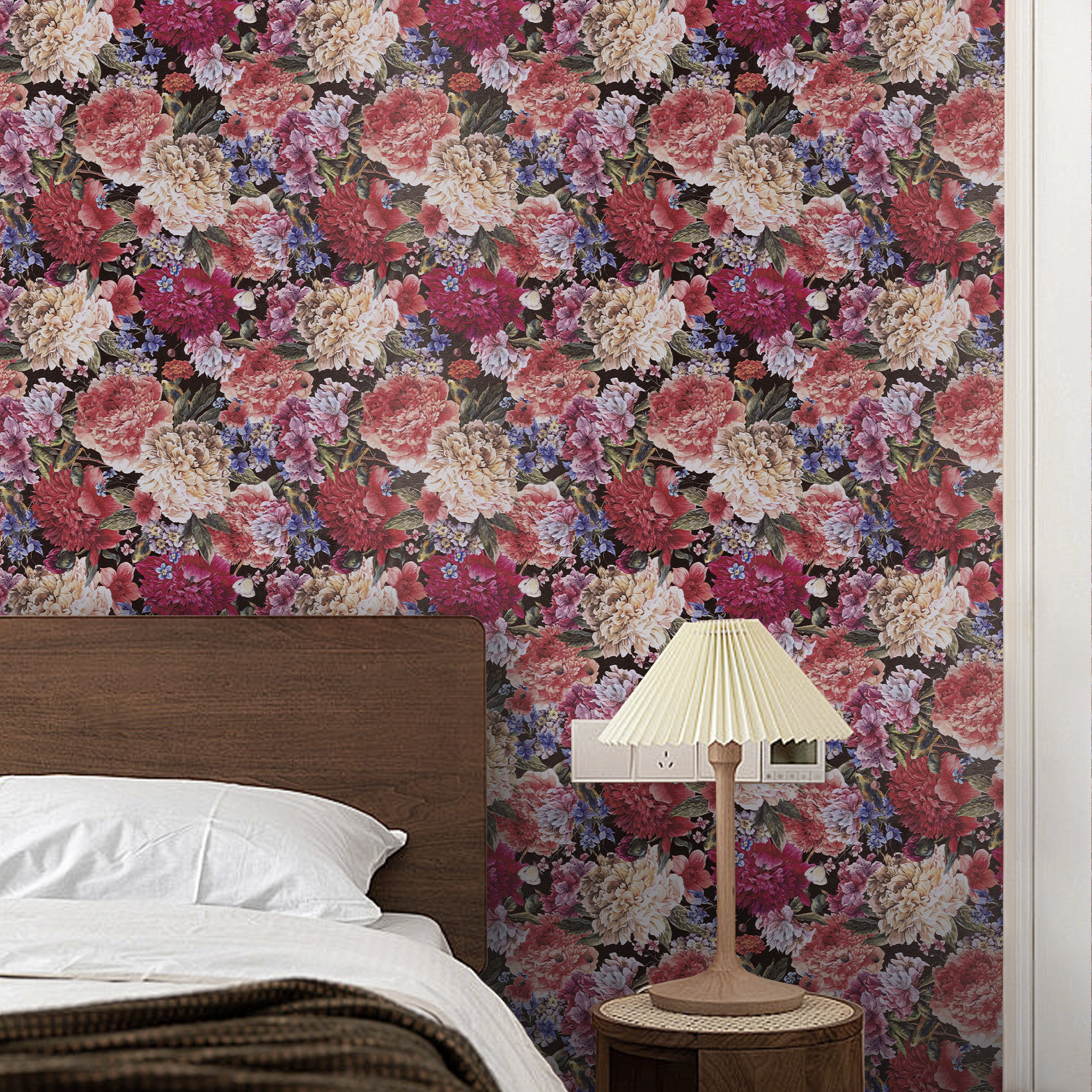 UMIGGEE 17.3-in x 236-in Vintage Peel and Stick Floral Wallpaper Removable Large Peony Vinyl Self Adhesive Mural