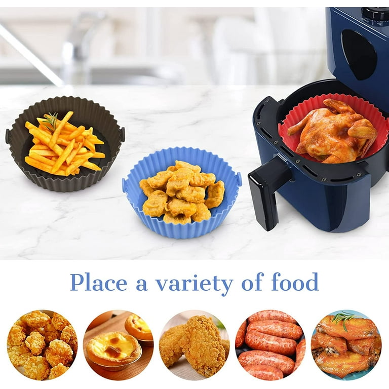 2-Pack Silicone Air Fryer Liners 6.5 Inch Round, Reusable Air Fryer Liners  Pot Food Grade Silicone Accessories for Ninja Air Fryer 2 QT to 5 QT, Red 