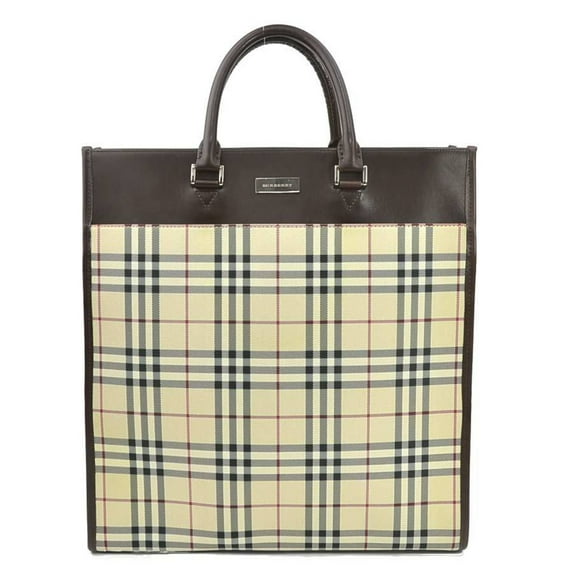 Pre-Owned Burberry handbag, nylon canvas and leather, brown beige, for men women, 56433a
