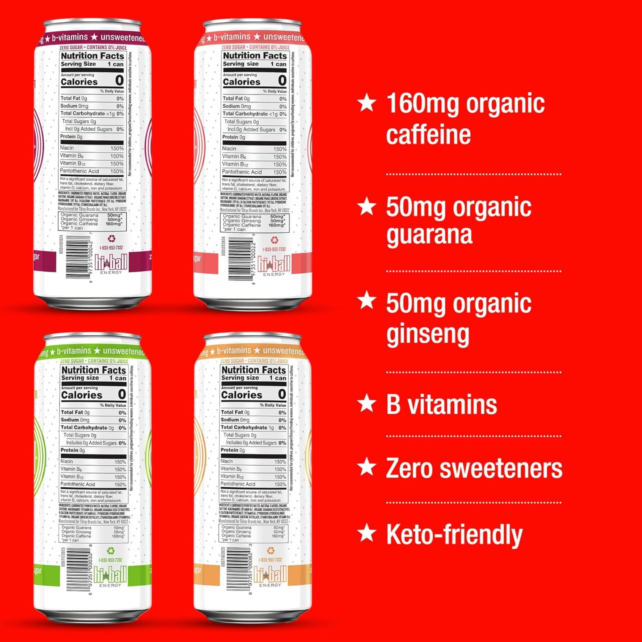 Hiball Energy Seltzer Variety Pack, 8 Pack 16 fl. oz. Cans