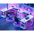 thumbnail image 4 of GUNAITO Bureau de Jeu en L avec Support pour CPU, Bureau d'Ordinateur d'Angle Moderne de 61 Pouces, Bureau de Bureau Réversible à 4 Niveaux, Fibre de Carbone Blanche, 4 of 8