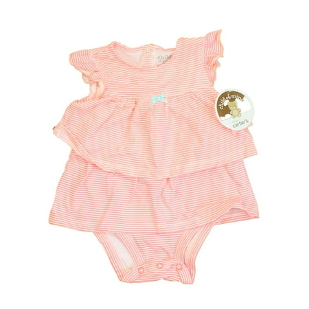 

Pre-owned Carter s Girls Pink | White | Stripes Romper size: 0-3 Months