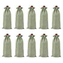 10pcs Burlap Wine Bags, Wine Bottle Gift Bags with Drawstrings, Liquor Bottle Covers for Wedding Birthday Party Favors, Light Green