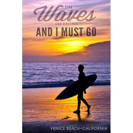 Venice Beach, California - the Waves are Calling - Surfer and Sunset Print Wall Art By Lantern (Best Time To Visit Venice Beach)