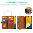 thumbnail image 3 of Dteck Wallet Case for Samsung Galaxy S23 FE, 9 Card Holder Slots Zipper Pocket Handbag Case Magnetic Closure Kickstand with Wrist Strap TPU Shockproof Flip Cover,Brown, 3 of 8