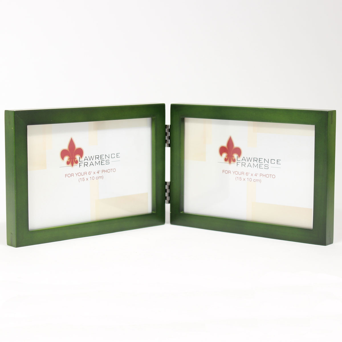 4x6 Hinged Double (Horizontal) Green Wood Picture Frame Gallery Collection