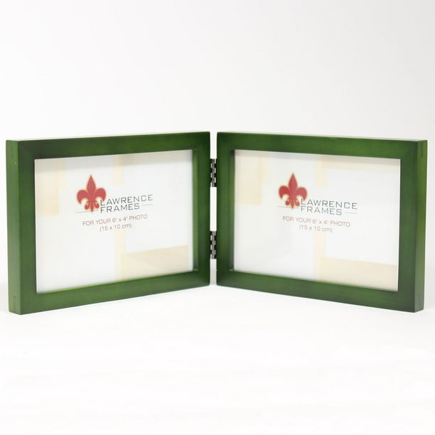 4x6 Hinged Double (Horizontal) Green Wood Picture Frame Gallery