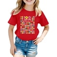 thumbnail image 1 of Rhuody Hauts Fille T-Shirt Col Rond Manches Courtes Hauts Imprimés Dessin Animé T-Shirt Rétro Fille Hauts d'Été 12-13 Ans Rouge, 1 of 4