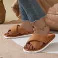 thumbnail image 2 of Qiggri Fashionable Crisscross Slippers Casual Women Open Toe Slippers Soft Flat Warm Indoor Outdoor Home Footwear for Summer Winter 7.5-8.5, 2 of 8