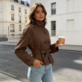thumbnail image 4 of uublik Women's Trench Coat Brown Long Sleeve Classic Overcoat Open Front Cardigan Jacket, 4 of 5