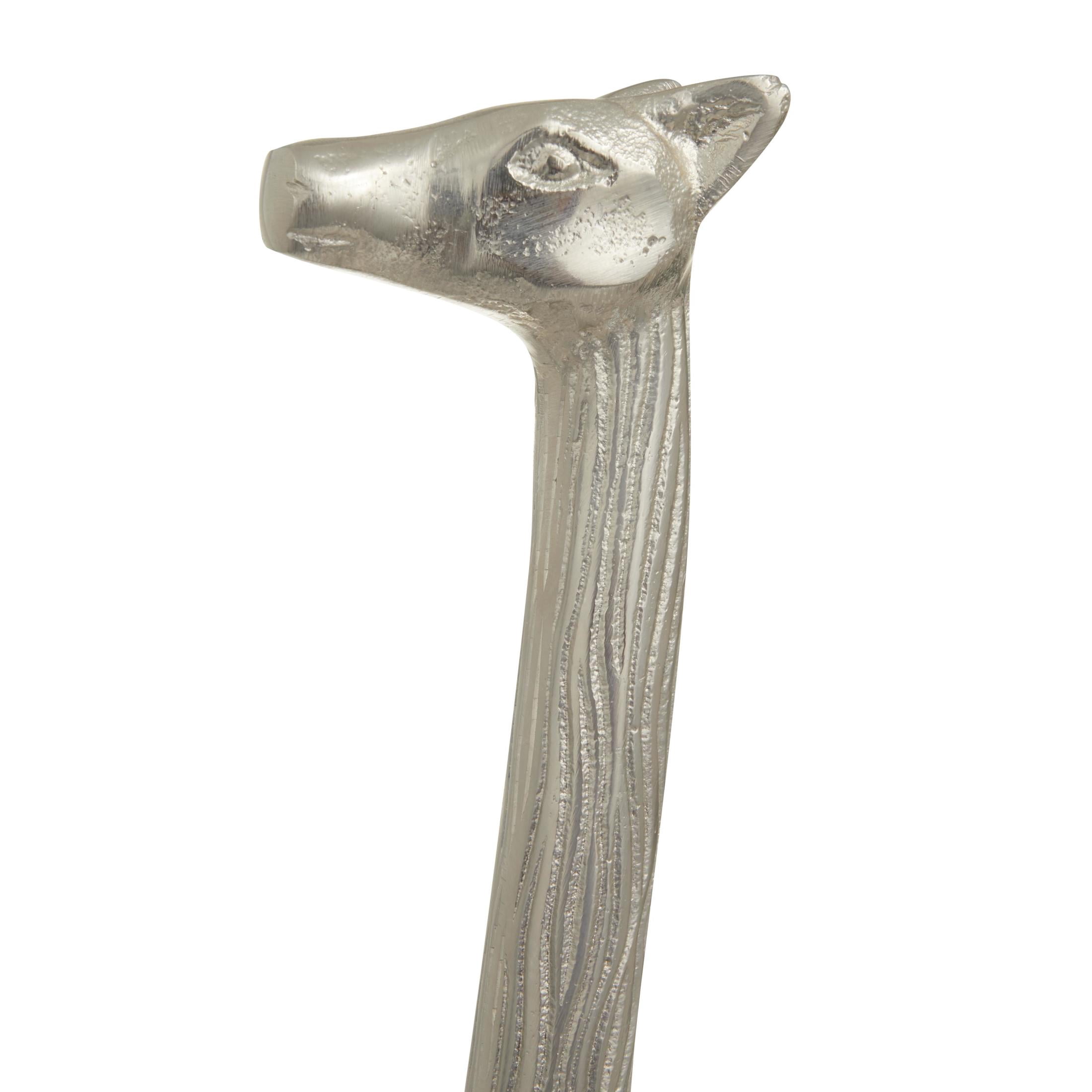 27", 25"H Silver Aluminum Metal Giraffe Sculpture, by DecMode (2 Count)