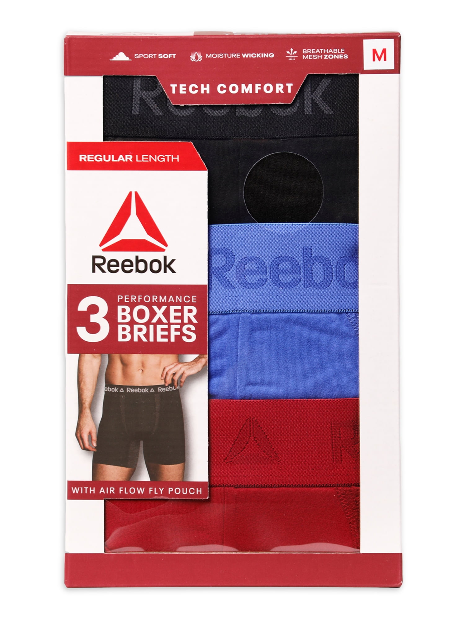 3 Pack Reebok Mens Sport Soft Performance Boxer Briefs 