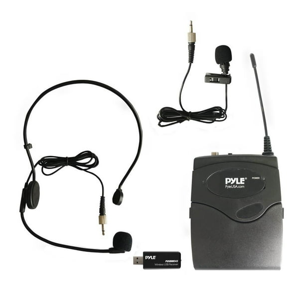 Belt Pack Microphone System with Wireless USB Receiver, Headset Mic