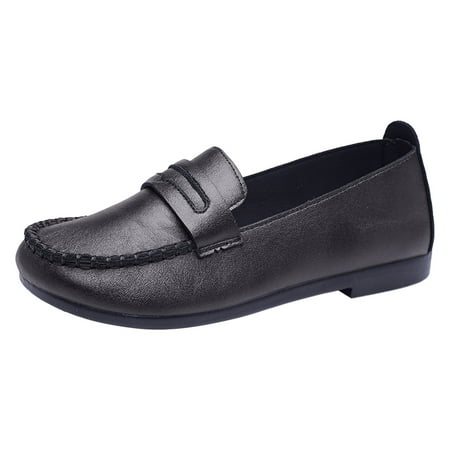 Ladies Simple Soft Sole Soft Surface One Foot Stirrup Casual Shallow Mouth Lightweight Large Size Single Shoes Casual Shoes Dark Wedges Shoes for Women Womens Casual Dress Shoes Casual Dress Shoes for