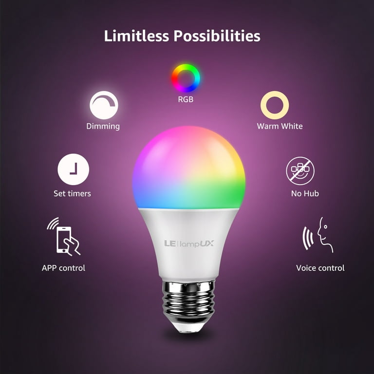 Monograph barrikade Politistation Lepro LED 60W Smart Light Bulbs 2 Pack Value Set Dimmable LightBulbs RGB  Color Changing Work with Google & Alexa A19 E26 Base , No Hub Required -  Walmart.com