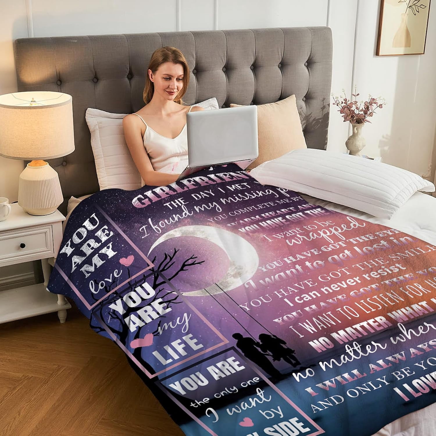 Girlfriend Blanket-I Love You Blanket to Girlfriend-Gifts for Girlfriend-Romantic Anniversary Birthday for Her Throw Blanket 60" x50