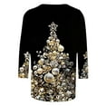 thumbnail image 4 of Oplxuo Christmas Shirts for Women 2025 Glitter Christmas Tree Blouses 3/4 Sleeve Vintage Xmas Tops Festival Party Tees Gifts, 4 of 4