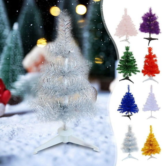 Flocked Christmas Trees, 30cm Silver Small Christmas Tree Set Mini Christmas Tree Decoration Tabletop Window Display Christmas Decoration Supplies