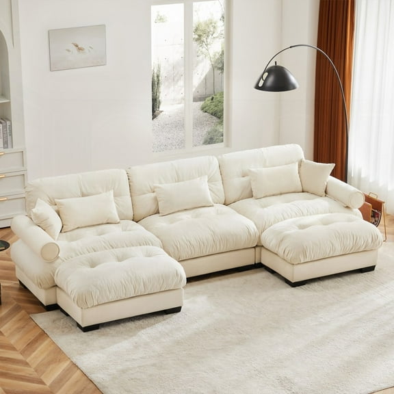 Exquisite U Shape Sofa with Cloud-like Cushions|Cream