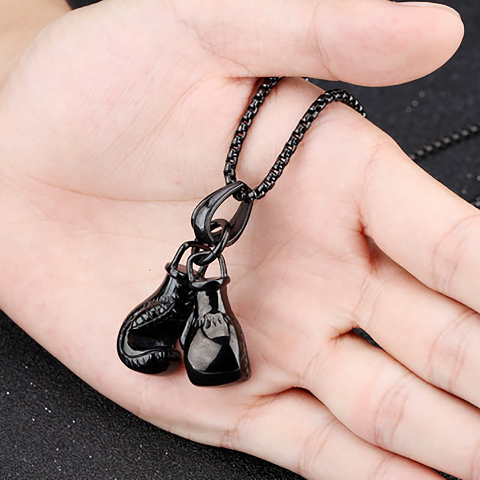 Collier Pendentif Gant De Boxe - Bijou Sport Acier Titane Pour Homme Et Ado