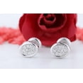 thumbnail image 4 of Dazzlingrock Collection Round White Diamond Oval Frame Cluster Screwback Stud Earrings for Women (0.10 ctw, Color I-J, Clarity I2-I3) in 925 Sterling Silver, 4 of 6