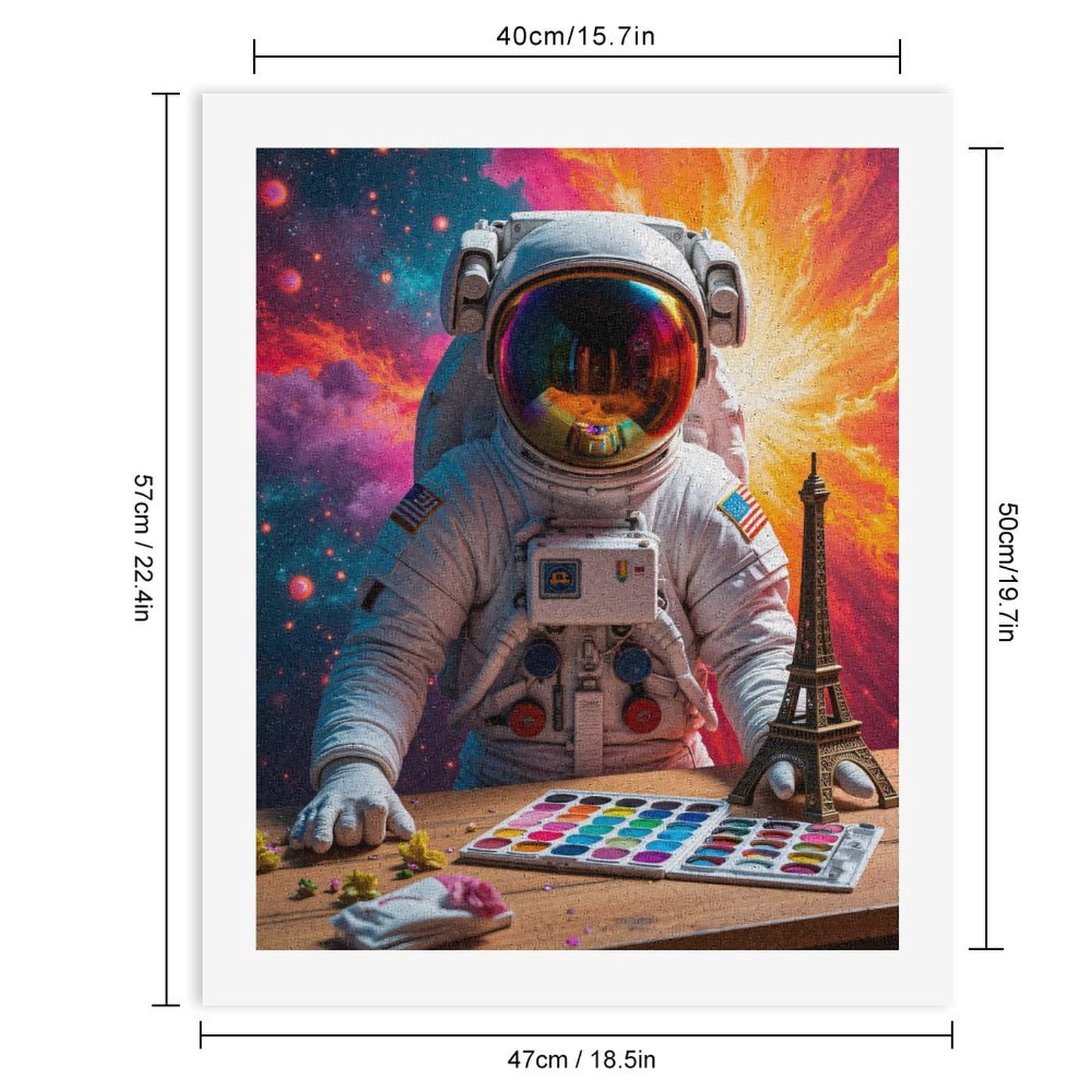 Paint By Numbers Kit for Adults Beginner - Astronaut Art Cosmos Eiffel Colors DIY Canvas Painting Kits for Adults, Frameless Paint By Number for Adults for Home Wall Decor 16x20 Inch
