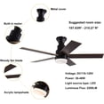 thumbnail image 6 of Miumaeov 44-Inch Ceiling Fan with LED Lights Remote Control, Reversible Silent DC Motor, 3 Colors Lighting Modes, 6 Fan Speeds, Timer, Vintage Industrial Style for Bedroom Living Room (Brown), 6 of 9