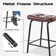 thumbnail image 5 of 25" Saddle Counter Stools Set of 2, Tufted Faux Leather Counter Height Bar Stools with Metal Legs for Kitchen Island, Dark Brown, 5 of 10