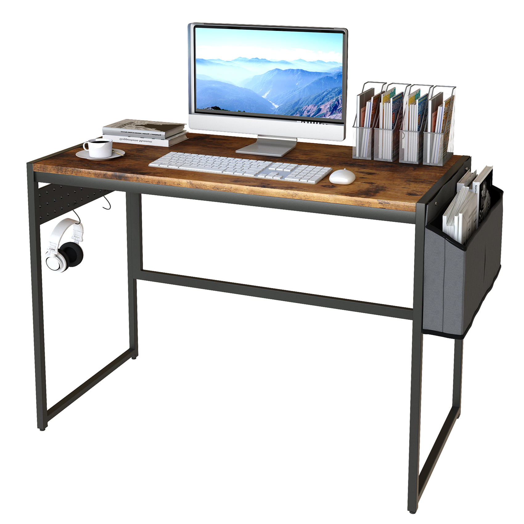 Rustic Study Writing Desk Laptop Table Workstation for Home Office 39 Inch Home Office Desk for Small Space Rustic Brown FELLYTN Small Computer Desk with Shelves
