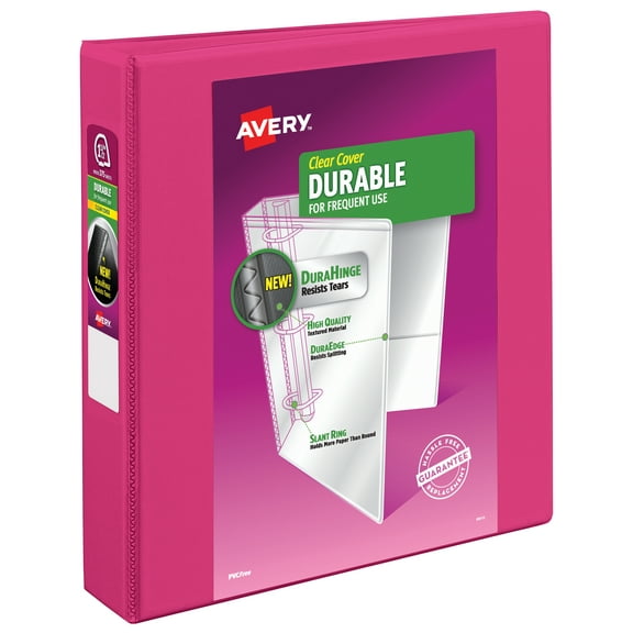 Avery Durable View 3 Ring Binder, 1.5" Slant Rings, 1 Pink Binder