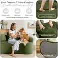 thumbnail image 5 of COOLHUT 65" 3 Seater Sofa Couch, Plush Floor Sofa Couch with Cozy Cushions & 3 Pillows, Curved Back Teddy Fabric Sofa for Living Room, Small Space, Green (Sofa-in-a-Box), 5 of 11