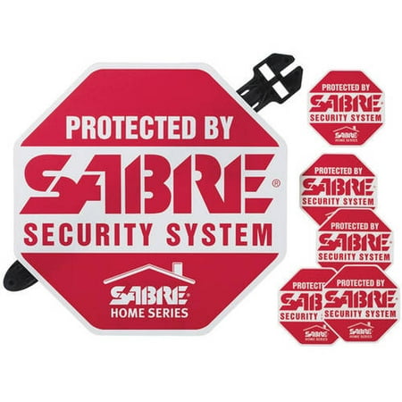 SABRE Home Security Alarm Yard Sign and 5 Window Decal Stickers Crime Deterrent