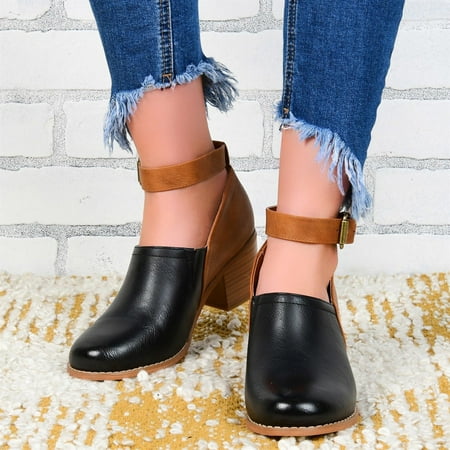 

Ovzne Sandal For Women 2023 Sandal For Women 2024 Fashion Faux Leather Mid-Heel Chunky Heel Shoes For Ladies Summer Sandals Size 35-43 Sandal For Women 2029