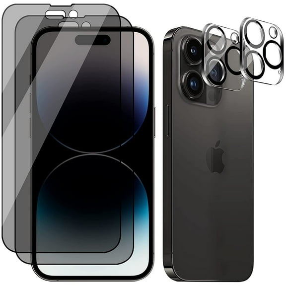 2 2 Combo Pack 2-Pack Privacy Tempered Glass Screen Protector   2-Pack Camera Lens Protector for iPhone 14 Pro Max