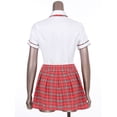 thumbnail image 4 of TiaoBug Uniforme d'Écolière pour Femmes Chemise à Manches Courtes avec Jupe Plissée Mini Nœud Papillon Robe d'Uniforme Marin Rouge 3TG, 4 of 5