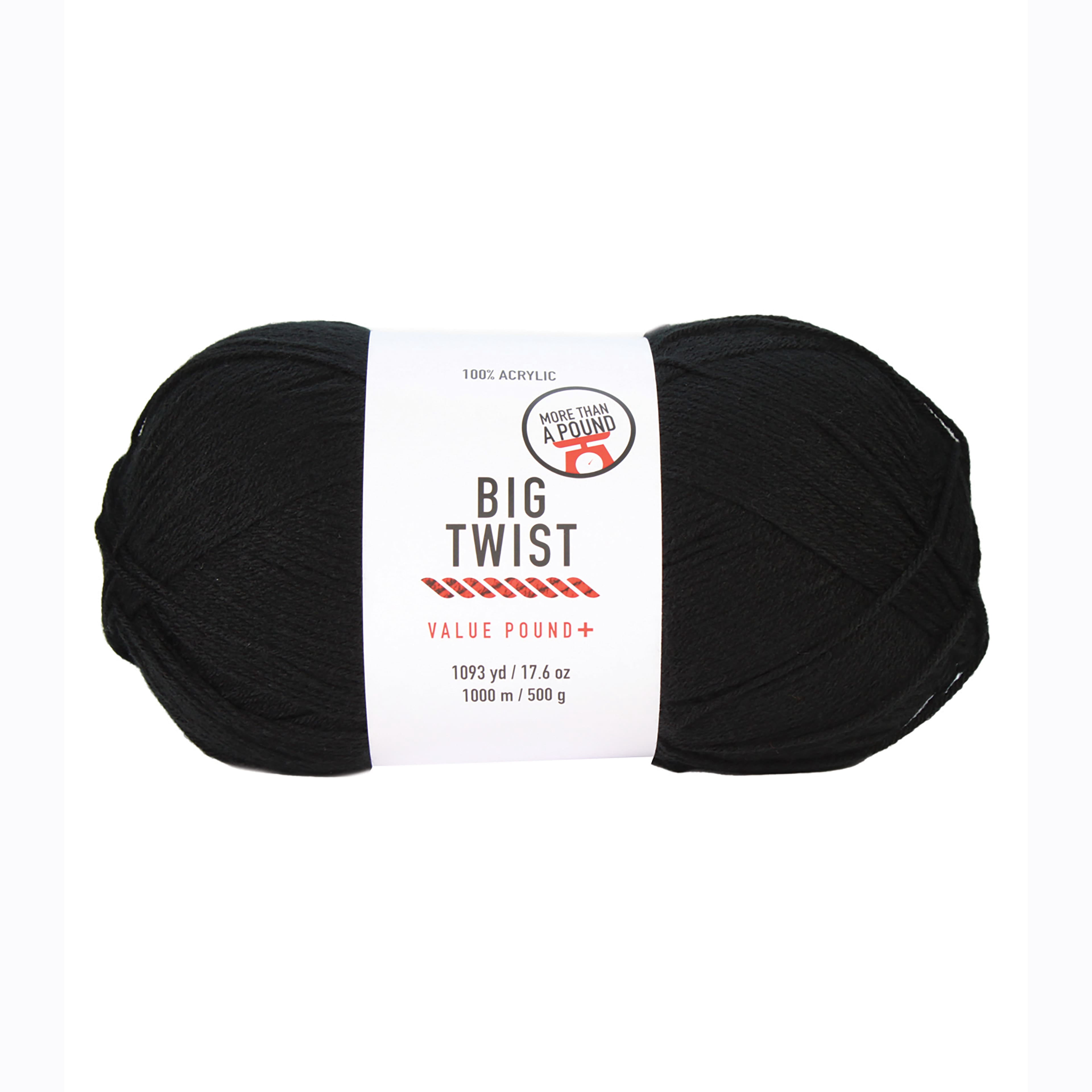 Big Twist Value Pound+ Yarn, Bulk Medium Worsted 100% Acrylic Skeins, Assorted Colors, 17.6 oz, 6-Pack