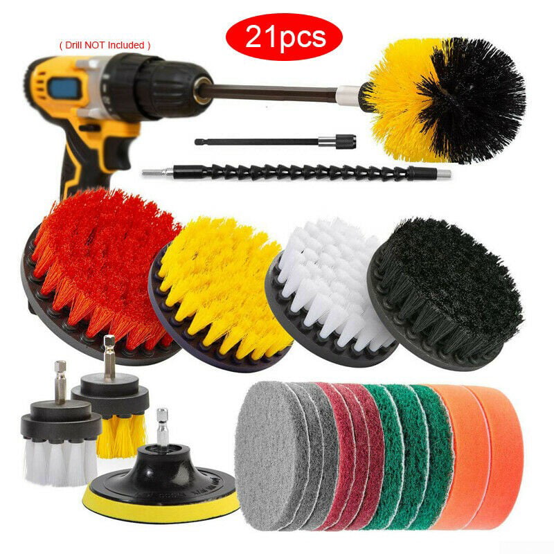 21pcs-Drill Brushes Attachment Set Car Wash Brush Auto Detailing Cleaning Tools 