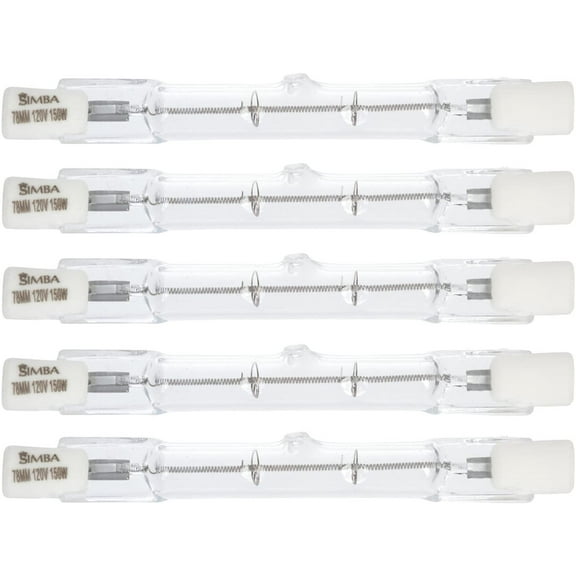 Simba Lighting Halogen R7s 78mm 120V 150W T3 J Type Double Ended Bulbs, 5-Pack
