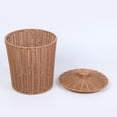 thumbnail image 4 of Cubo de almacenamiento de plástico tejido, cesta de almacenamiento creativa con tapa, bote de basura de escritorio, cesta de almacenamiento para sala de estar, dormitorio y baño, 4 of 5