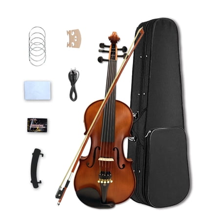 5 String Electric Violin Acoustic 4/4 Solid Maple Spruce hand Made With Case