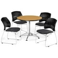 thumbnail image 5 of OFM Multi-Use Break Room Package, 36" Round Table with Stars Stack Chairs, Oak Finish with Chrome-Plated Steel Base and Sage Green Seats (PKG-BRK-167), 5 of 5