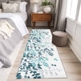 thumbnail image 4 of Runner Rug 2'x6', Teal Blue Leaves Washable Non-Slip Hallway Runner Rugs, Summer Botanical Bedside Rugs Floor Mats Carpet Runners for Kitchen Bathroom Laundry Room, 4 of 8
