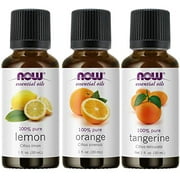Lot de 3 variétés d'huiles essentielles NOW : mélange d'agrumes - orange, mandarine, citron