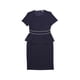 thumbnail image 1 of Vestido ajustado de manga corta con ribete en contraste y cuello redondo para mujer Azul oscuro S, 1 of 6