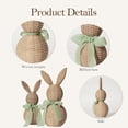 thumbnail image 3 of HaCpiu Rattan Effect Plastic Bunny Set, 2-Piece Large & Small Easter Rabbit Figurines with Pink Bows, Spring Farmhouse Table Centerpiece Decor, 3 of 8