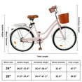 thumbnail image 2 of 24 Inch Bikes for Women with Basket, Womens Cruiser Bicycle with Adjustable Seat, City Commuter Cruiser Bike, Adult Beach Bicycle with Basket & Lock, Blue/Pink, 2 of 14