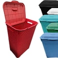 thumbnail image 1 of Cesta de ropa sucia Rectangular de ratán 72 litros con tapa organizador Flexible multiusos juguetes lavandería dormitorio Deng Xun unisex, 1 of 2