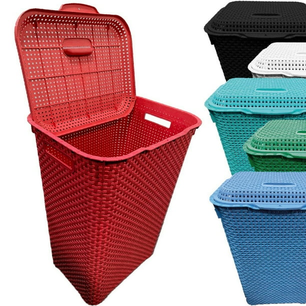 Cesta para la ropa 72 litros Ropa resistente con tapa Organizador de ropa Lavandería Baño Cubo multiusos Deng Xun unisex