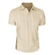 thumbnail image 2 of Blusa y camisa de manga corta con cuello vuelto para hombre, informal, a la moda, con botones, lisa, de poliéster., 2 of 7