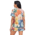 thumbnail image 2 of Women Pajama Sets Short Sleeve Sweatshirts Vibrant Floral Medley Casual Tops and Shorts, 2 of 7